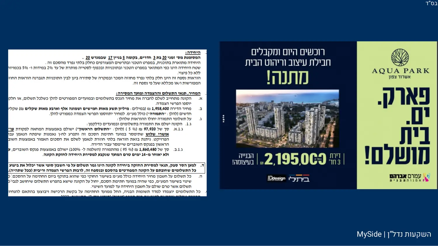 אקווה פארק · אשדוד — נרכשה מתחת למחיר הפרסום